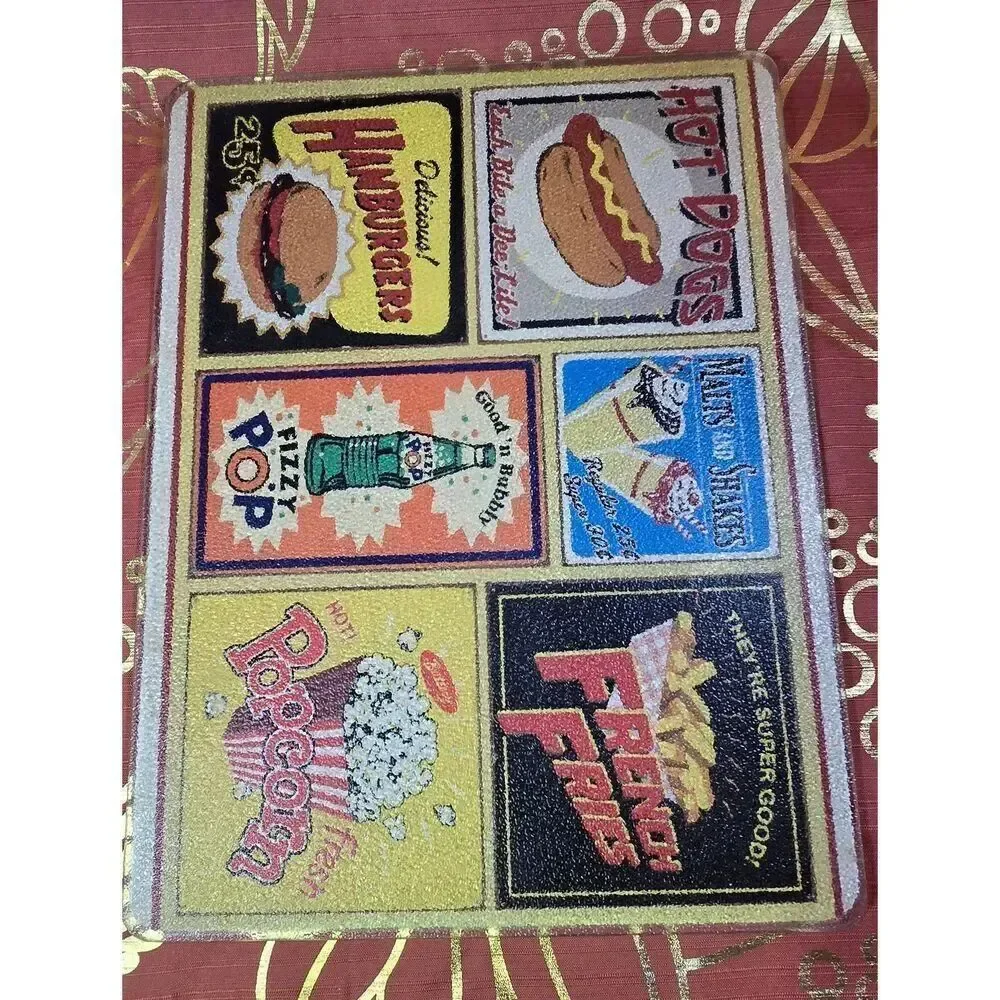 Nostalgic Retro Diner Tempered Glass Cutting Board
